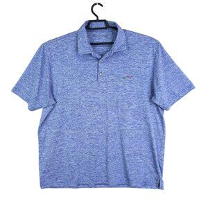 Mens Greg Norman Heather Blue Golf Polo Shirt Short Sleeve Polyester Size XXL